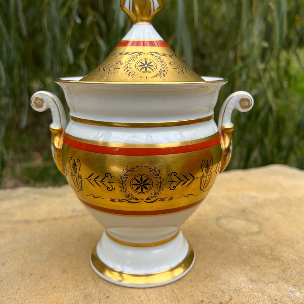 Vintage Limoges French Porcelain Bistro Ware La Farge Sugar Bowl with lid